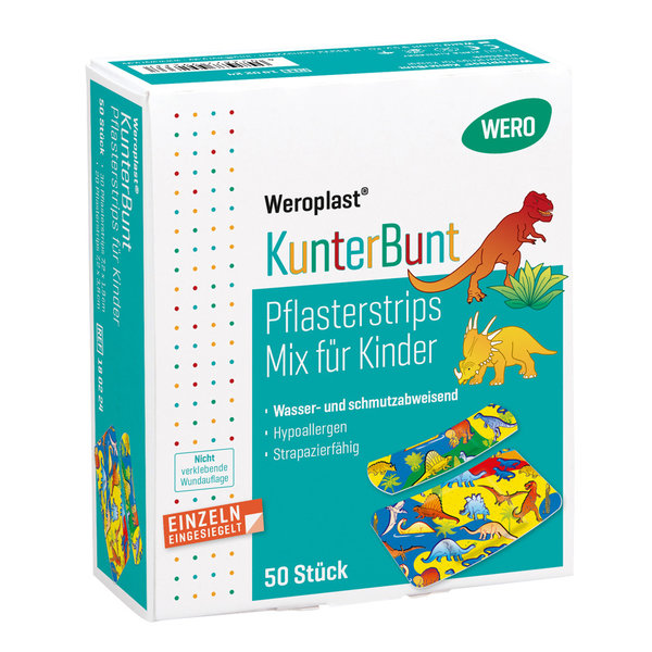 Weroplast® KunterBunt Pflasterstrips Mix für Kinder, 50 Stk