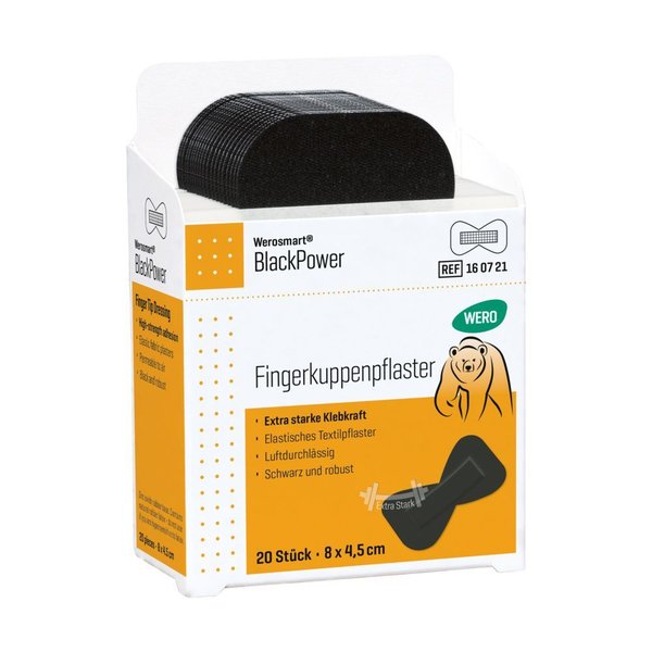 Werosmart® BlackPower Pflasterspender-Einsätze Fingerkuppenpflaster 8 x 4,5 cm